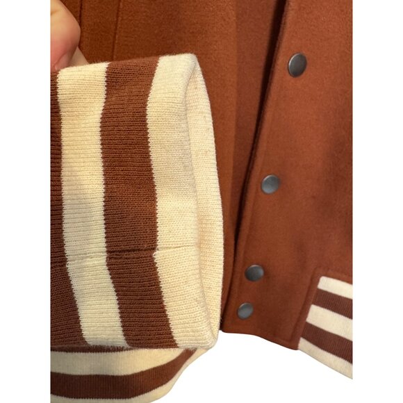 Forever 21 Varsity Jacket Women S Brown & Cream - Picture 9 of 13